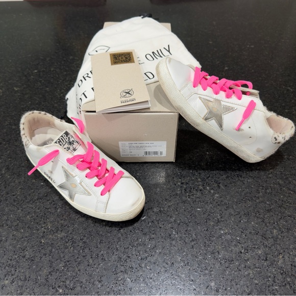 Golden Goose Shoes - Golden Goose Super-Star Sneakers with Pink Accents